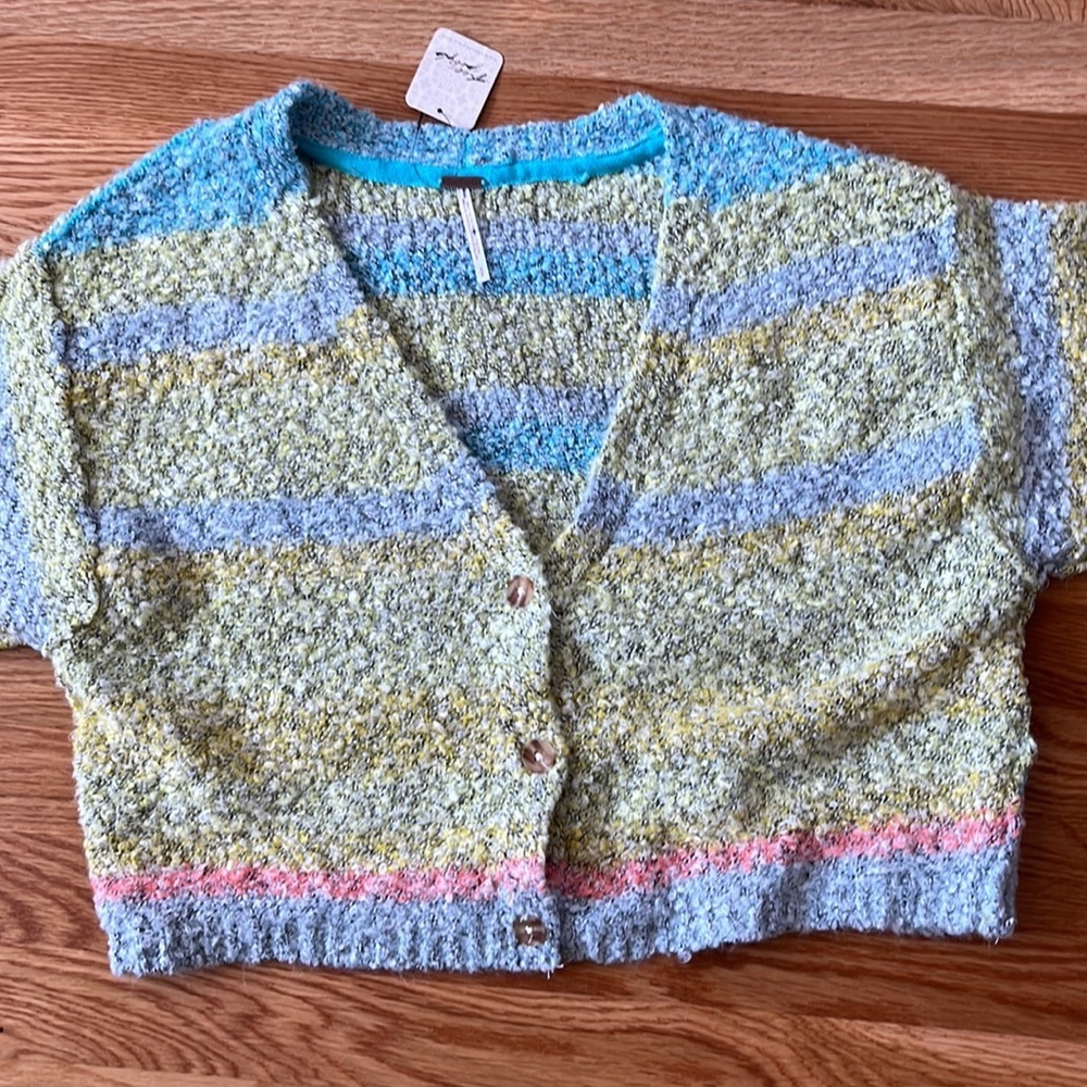 NWT Free People Soulmate Cardi in Candy Coated combo Cardigan Small - Picture 7 of 13